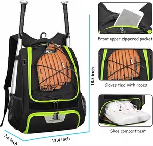 Nueva bolsa de béisbol logotipo personalizado bajo MOQ deportes profesional al por mayor Softball Bat mochila paquete con compartimento para zapatos - Product Image 2
