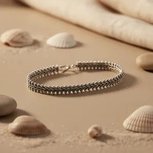 Bracelet de cheville tressé en argent 925 pour femme, avec placage or 14K 18K, diamant principal, bijoux 100% or - Product Image 2