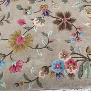 พรมทอลายดอกไม้แบบชาวทิเบตอินโด4x6ถึง12X15ฟุตพรมทอมือใน NZ ขนสัตว์-ช่างฝีมือ-งานฝีมือปรับแต่งขนาดที่มีอยู่ - Product Image 1