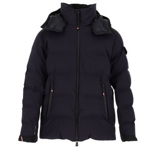 Veste matelassée décontractée pour homme, fine et chaude pour l'hiver, avec fermeture éclair, capuche imperméable, logo frontal, rembourrage en duvet - Product Image 1