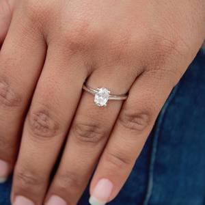 Moissanite Oval Solitaire Single Stone <b>Silver</b> Ring <b>Top</b> Selling Prong Setting Moissanite Ring for Graduation Gift - Product Image 6