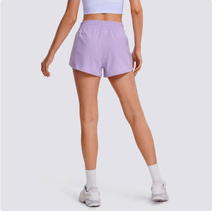 Custom Sports Wear Side Pocket Sports Shorts Solid Color Active Shorts Mid <b>Elastic</b> <b>Waist</b> Quick-Drying Running Shorts for Woman - Product Image 2
