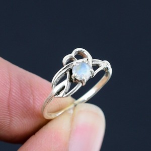 Anillo giratorio de piedras preciosas de piedra lunar de Plata de Ley 925, anillo hecho a mano, anillo de regalo de boda de plata de ley clásica de Fuego Azul de Navidad - Product Image 2