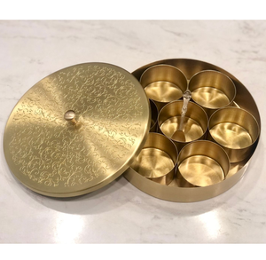 Brass <b>Spices</b> <b>Boxes</b> Gift Item Home Decor Kitchen Decorative Item Masala Dabba Best Selling Round Shape <b>Spice</b> Container - Product Image 2