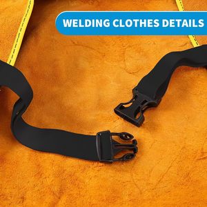 เสื้อแจ็กเก็ตเชื่อมหนังแบบผ่าหน้าป้องกันไฟเสื้อโค้ททำงานหนังวัวแขนเต็มผ้าคลุมสไตล์ผ้ากันเปื้อนสำหรับช่างเชื่อม - Product Image 4