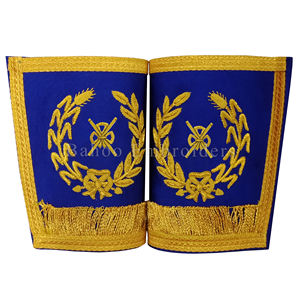 Masonic Regalia Craft Grand Rank Guanteletes para Secretaria Muy bien bordado a mano Recorte dorado en los bordes Ropa de hombre - Product Image 5