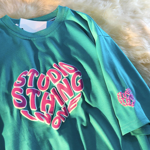 เสื้อยืดผ้าฝ้าย100% สำหรับผู้ชายเสื้อยืดโอเวอร์ไซส์พิมพ์ลาย3D พิมพ์พัฟทรงหลวมใส่ได้ตามต้องการ - Product Image 4