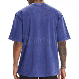 T-shirt lavé à l'acide de couleur unie pour adulte coupe ample imprimé 100% coton vêtements d'été T-shirt à manches courtes pour hommes - Product Image 6