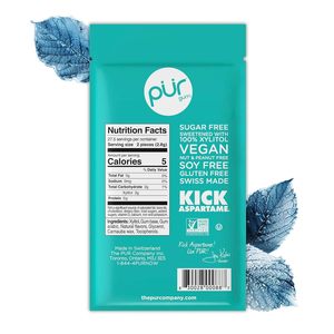 Goma PUR |   Chicle Sin Aspartamo |   100% Xilitol |   Goma de mascar con sabor a Wintergreen natural, 55 piezas (paquete de 12) - Product Image 3
