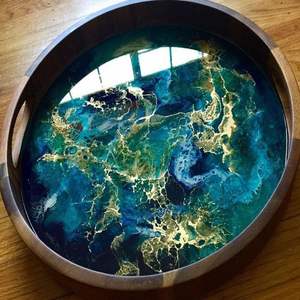 Bandeja organizadora de joyas de resina bandeja de resina hecha a mano bandeja de servicio de resina bandeja decorativa de resina bandeja organizadora de resina bandeja de resina - Product Image 3