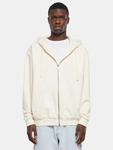 Sweat à capuche zippé uni sweat à capuche en molleton de couleur unie personnalisé veste surdimensionnée décontractée avec cordon de serrage et poche kangourou - Product Image 3