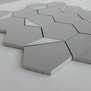 Azulejo de mosaico hexagonal de cerámica PVD plateado de alta calidad, acabado mate brillante de 73mm para pared y suelo de ducha disponible al mejor precio - Product Image 2