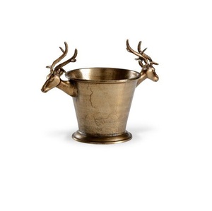 Moderno y Elegante Enfriador de Vino de Metal de Lujo con Textura de Madera y Acabado en Níquel para el Hogar, Eventos, Bar, Accesorios para Bebidas. - Product Image 2