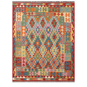 Alfombra Kilim de Maimana, Afganistán, 207 x 159 cm, Alfombras y Conjuntos Tradicionales Afganos - Product Image 1