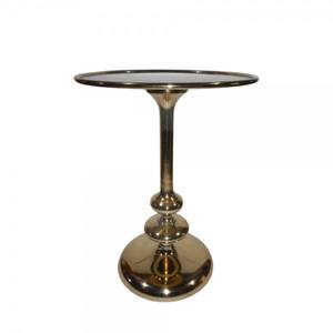 Tall Aluminum Coffee <b>Table</b> Champion Gold Finished Shiny Office & Counter Side <b>Table</b> with <b>Round</b> <b>Top</b> on Base - Product Image 5