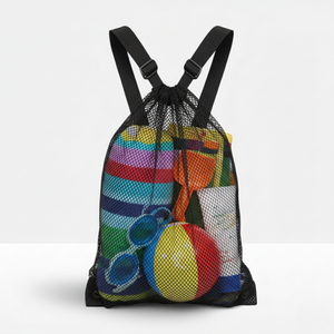 Sport Casual <b>Drawstring</b> <b>Bag</b> with Breathable Mesh Candy Pattern Zipper Closure Waterproof Nylon <b>Canvas</b> Lining - Product Image 1