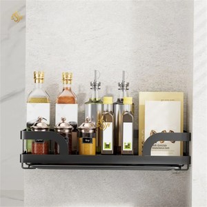 Estante de almacenamiento de especias de decoración de cocina de Color negro de Metal de venta superior de alta calidad estante de especias de gran tamaño hecho a mano de 2 niveles - Product Image 3