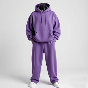 2025 moda logotipo personalizado 100% algodón hombres chándal 2 uds calidad superior grueso hombres Sudadera con capucha y pantalón chándal para invierno - Product Image 6