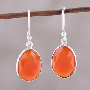 Orange <b>Onyx</b> Stone Solid 925 Sterling Silver Hoop <b>Earrings</b> Women's Gift Jewelry AAA Grade Nickel-Free Bohemian Style - Product Image 4