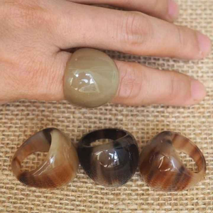 Anillo de cuerno de búfalo Natural pulido, joyería de dedo hecha a mano ligera para uso diario, Color de cuerno Natural de tradebit - Product Image 5