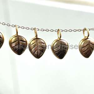 Piedra de pirita natural talla de hojas 925 encantos de plata esterlina 10x8mm oro Vermeil bisel ajuste tallado piedras preciosas colgantes encantos - Product Image 5