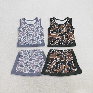 ชุดเสื้อกล้ามลายพรางสำหรับเด็กผู้หญิง พร้อมกระโปรงและกางเกงขาสั้น ชุดโยคะและชุดออกกำลังกาย - Product Image 1