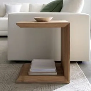高級C字型木製サイドテーブル天然木アメリカンデザインリビングルームの装飾最新の庭の家具