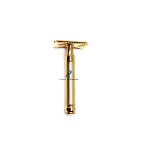 Maquinilla de afeitar de seguridad ajustable chapada en oro para hombre, afeitadora de doble filo, herramienta de aseo profesional para un cierre suave, afeitado húmedo cómodo - Product Image 5