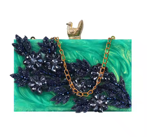 Bolso de mano de resina para mujer, bolso de mano a la moda para fiesta, boda, bolso de mano de resina de media luna artesanal - Product Image 2