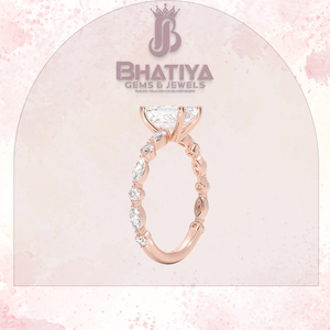 Bague en diamant de laboratoire taille poire, bande vintage à bulles, plaquée or 18 carats, bague de fiançailles en moissanite, vente en gros personnalisée, bijoux fins - Product Image 4