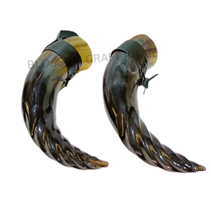 Buffalo écologique magnifiquement conçu buvant des cornes d'agate sur mesure Viking gravé poli amour hydromel décoration de vacances - Product Image 5