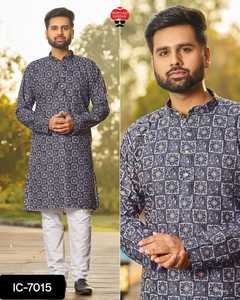 Kurta en rayonne lourde de style indien et pakistanais pour hommes avec ensemble de pyjama pour mariage et festival - Product Image 6