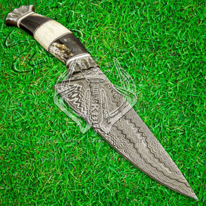 Cuchillo profesional de cocina de acero de Damasco personalizado, cuerno de toro con mango, Funda de cuero de hueso, artículo más vendido - Product Image 2