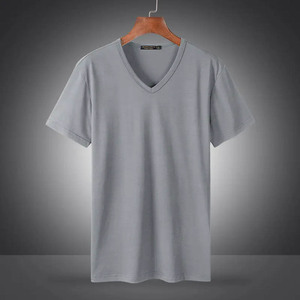 Camiseta básica con cuello en V para hombre, camiseta blanca personalizada de algodón con estampado personalizado, Camiseta con cuello en V, precio de envío, camiseta al por mayor para hombre - Product Image 6