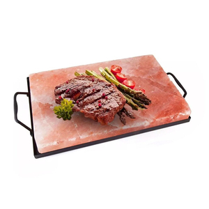 Sian Enterprises Juego de bloques de sal del Himalaya hecho a mano 12x8x2 pulgadas Soporte de placa de metal tallado de alta calidad Embalaje Artesanías naturales - Product Image 1