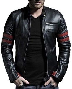 Real Leather Sheepskin Aniline Zipper Gatsby Black Men <b>Biker</b> <b>Jacket</b> with Quilted Black Lining and Inside Outside Pockets - Product Image 1