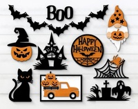 Cadre photo personnalisable en bois pour Halloween avec découpe, gaufrage et impression 2 couleurs Delarchi H12 pour le rangement des photos