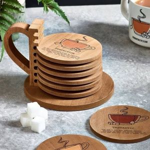 Sous-verres en bois de qualité supérieure faits à la main, style classique, aspect rustique, pour protéger les tables basses, rehausser l'élégance de la décoration intérieure - Product Image 5
