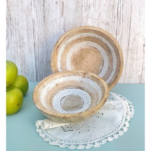 Fantastic Quality Wooden <b>Serving</b> <b>Bowl</b> With <b>White</b> Decorated Painting Dinnerware Amazing Kitchenware - Product Image 4