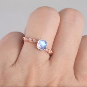 Bague en or massif 18 carats Attractive Rainbow Moonstone Luxury New Design Solid Gold Fine Jewelry Rings With Real Diamonds Ring - Product Image 5