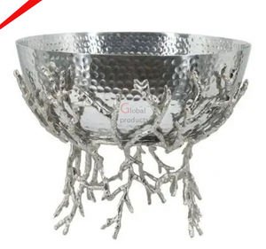 Cuenco de servicio de metal con acabado dorado y diseño de hoja superventas 2025 con soporte para hoteles - Product Image 4