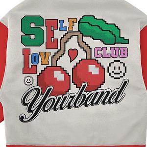 Chaqueta universitaria de cuero auténtico con letras de lana personalizada para hombre, chaqueta negra con parches y etiquetas de logotipos bordados en Color rojo para hombre - Product Image 3