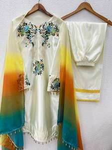 Costumes pakistanais pour fête Salwar Kameez avec Dupatta pour femme, costume Sharara, haut-palazzo, vêtements ethniques indiens, costume Eid - Product Image 4