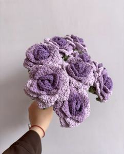 Bouquet de roses éternelles au crochet fait main, dégradé de couleurs, pour la décoration intérieure, les cadeaux de fêtes et les bouquets de mariée - Product Image 6