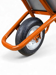 Industrial 100L Galvanized Steel <b>Wheelbarrow</b> Orange Chassis Heavy Duty Pneumatic Tyre Strong Frame for Jobsite Use - Product Image 3