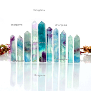 Torre de Cristal de Fluorita Arcoíris, Punta Doble Terminada, Varita de Gema Natural, Puntas de Fluorita Pulidas, Piedras Curativas a Granel - Product Image 3