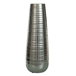 Jarrón de Piso Metálico Texturizado Plateado Brillante con Detalles Artesanales de Aluminio y Acabado Pulido para Decoración Contemporánea de Lujo - Product Image 1