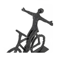 Noir en détresse enduit de poudre en aluminium métal vélo cavalier Figurine luxe Art Style maison objet décoratif