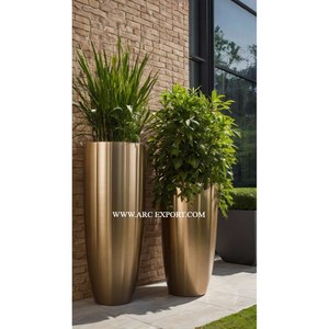 Juego de 3 macetas y macetas de interior de metal dorado y negro de diferentes tamaños, macetas de decoración de artículos de jardín de alta demanda - Product Image 2