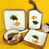 Plateau de service écologique en bois d'acacia de forme irrégulière, couleur émail, design classique, 100 pièces pour la maison, l'hôtel, la cuisine, les fêtes